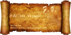 Földi Vilmos névjegykártya